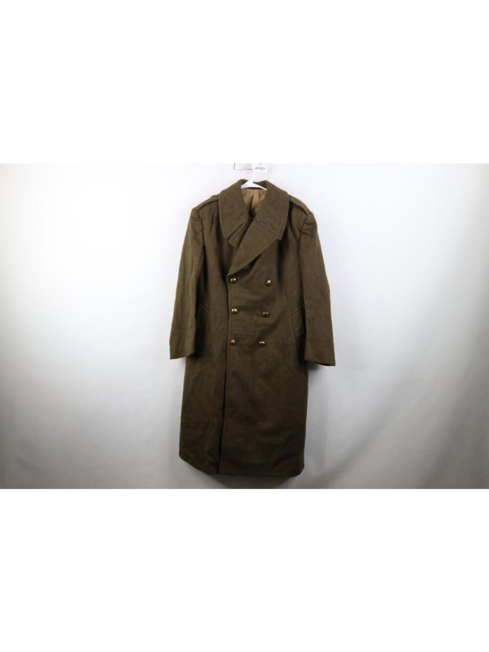 Vintage 50s French Military Mens 36R Heavy Wool Trench Coat Peacoat Jacket Green